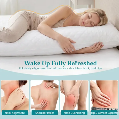 Miniatura 5 de Oubonun - Almohada de cuerpo completo para dormir - Almohada corporal ajustable firme y esponjosa para adultos - Almohada larga y grande