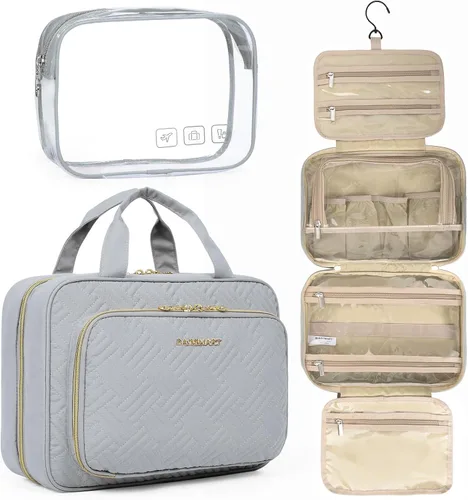 Miniatura 9 de BAGSMART Neceser de viaje colgante con organizador de maquillaje aprobado por la TSA, bolsa cosmética transparente para artículos de aseo personal