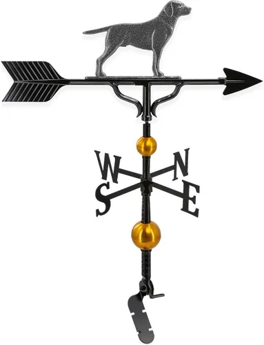 Miniatura 15 de Montague Metal Products Veleta de lujo de 32 pulgadas con adorno de Retriever negro satinado