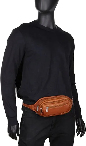 Miniatura 5 de Piel Leather Riñonera ovalada con cremallera múltiple, Saddle, Riñonera ovalada con cremallera múltiple