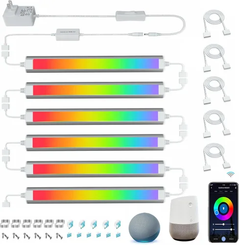 Iluminación inteligente para debajo del gabinete, tira de luces LED blancas y multicolor, regulables, funciona con Alexa, Google Home, aplicación