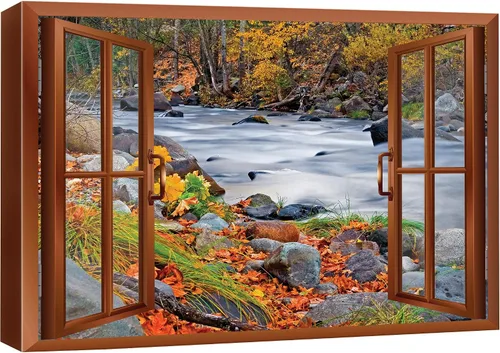 Miniatura 12 de Cuadro decorativo con diseño de ventana moderna blanca con vista, de la marca Wall26®