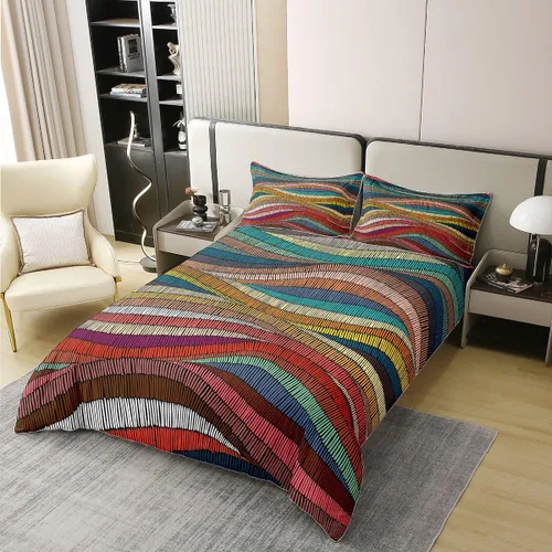 Miniatura 24 de Juego de ropa de cama 100% algodón exótico con funda de edredón individual, diseño tribal, suroeste americano, étnico, bohemio, abstracto