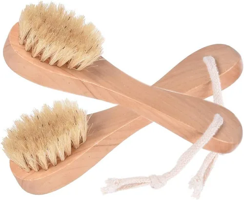 Miniatura 2 de Cepillo de limpieza facial de madera con cerdas naturales, mango de madera, limpiador facial para nariz, exfoliante, cuidado de la piel, paquete de 2