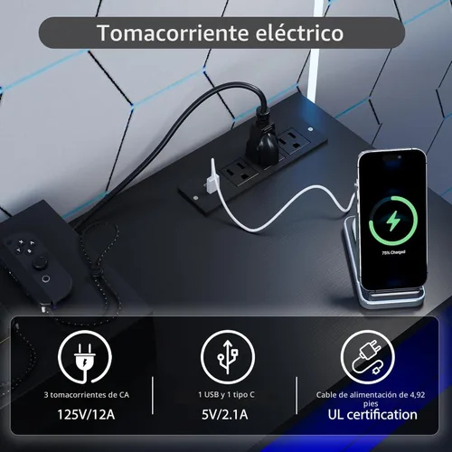 Miniatura 5 de MXV - Soporte de TV con chimenea de 70 pulgadas con toma de corriente para televisores de hasta 80 pulgadas, centro de entretenimiento con chimenea
