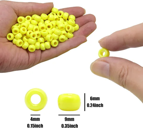 Miniatura 2 de 1000 piezas de cuentas de pony amarillas para hacer joyas - Cuentas de plástico de otoño para pulseras de la amistad, collares - Suministros