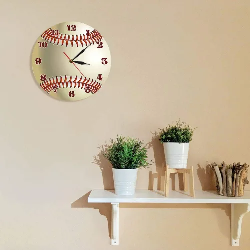 Miniatura 8 de The Geeky Days Reloj de pared con diseño de béisbol, decoración de pared para sala de deportes, personaliza tu nombre, reloj de cuarzo silencioso