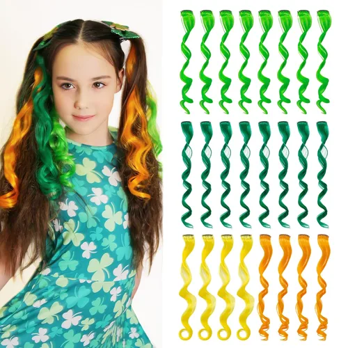 Miniatura 13 de Dreamlover Extensiones de cabello con brillantina para niñas, accesorios para el cabello para mujeres, 24 piezas