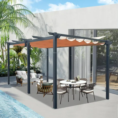 Miniatura 12 de Domi Pergola 10 x 10 pies, pérgolas retráctiles, pérgola con rejilla, pérgolas y cenadores, pérgolas al aire libre, pérgola independiente, toldo