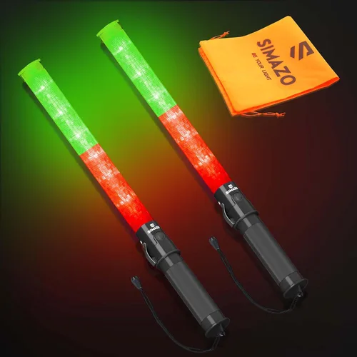 Miniatura 21 de 2 Piezas Varitas de Tráfico de Señalización de 21 Pulgadas con 3 Modos Intermitentes y 6 Luces LED, Bastón de Seguridad de Tráfico con Clip Lateral