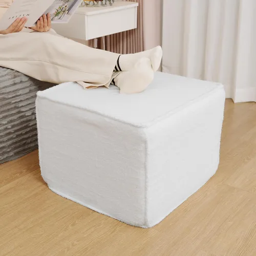 Miniatura 11 de Reposapiés otomano cuadrado, puf pequeño para sofá, mesa de café, taburetes tapizados Boucle aplicables a la sala de estar, dormitorio y dormitorio