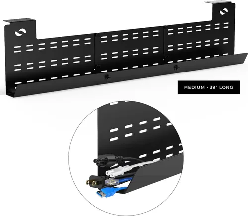 Miniatura 5 de HumanCentric Bandeja para organizar cables debajo del escritorio y canaleta de cables de computadora, organizador de cables debajo del escritorio