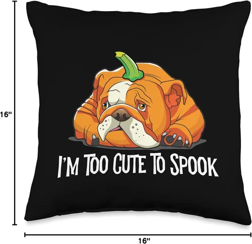 Miniatura 4 de Funny English Bulldogs English Bulldog - Almohada de Halloween con diseño de calabaza espeluznante para perrito, 16 x 16 pulgadas, multicolor