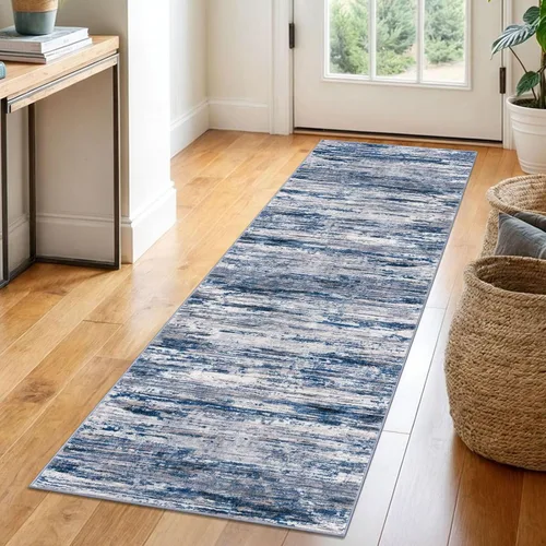 Miniatura 86 de SIILOOM 2 x 3 Alfombra moderna y abstracta para entrada, alfombra neutra azul marino gris multicolor súper suave de área pequeña, alfombras lavables