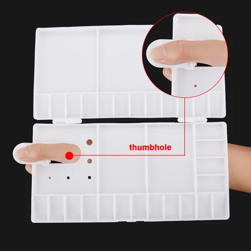Miniatura 4 de Shappy Paleta de acuarela de 33 compartimentos, bandeja de pintura plegable con 28 pozos y 5 áreas de mezcla, paleta de pintura de plástico