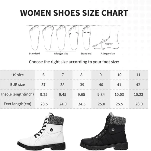Miniatura 7 de Botas de combate de piel sintética para mujer, con forro de piel cálida, botines negros con cremallera lateral, botas de invierno antideslizantes
