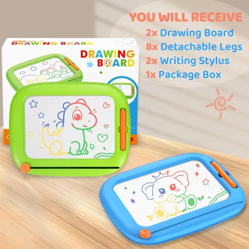 Miniatura 6 de Paquete de 2 tableros de dibujo magnéticos, juguetes para niños pequeños de 1-2 y 2-3 años, almohadilla de aprendizaje y educativa para escribir