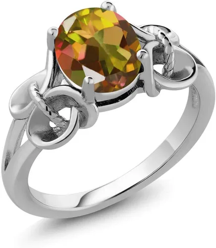 Miniatura 14 de Gem Stone King Anillo de compromiso ovalado con piedra natal para mujer, plata de ley 925, ovalado de 0.354 x 0.276 in, anillo de compromiso