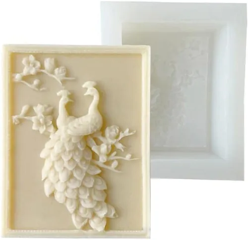 Miniatura 6 de Molde de silicona para jabón, molde para velas, diseño de pavo real, molde de cera de resina para manualidades Pavo real individual
