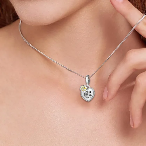 Miniatura 3 de NanMuc Abalorios de Pandora con estampado de pata chapado en oro, cachorro, perro, corazón, mascota, gato, aninmal, compatible con pulseras Pandora