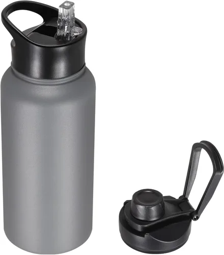 Miniatura 78 de Botella de agua aislada de 64 onzas con tapas de pajita y boquilla, jarra de agua de acero inoxidable de medio galón con mango de paracord, vacío