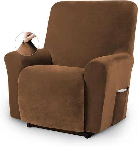 Miniatura 14 de Asnomy Fundas para Silla Reclinable Lazy Boy con Bolsillos, Fundas Elásticas de Terciopelo para Sofá, Fundas de 1 Pieza para Muebles, Protector