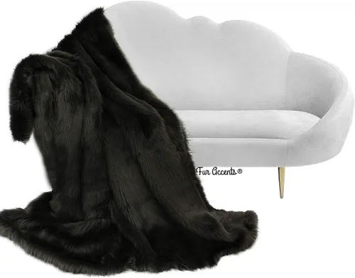 Manta de felpa de piel sintética, manta de piel moderna, manta pequeña para bebé, pelo largo, color negro, peludo - Fur Accents (2 x 3 pies, negro)