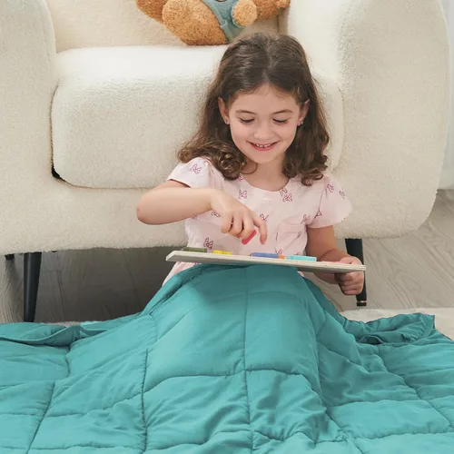 Miniatura 144 de Yescool - Manta con peso para adultos (15 libras, 60 x 80 pulgadas, azul), manta de enfriamiento pesada para dormir, 140-160 libras, manta