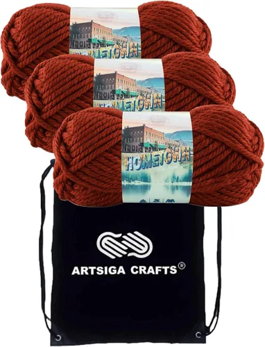 Miniatura 51 de Lion Brand Hometown New York White 135-100 (3 madejas - mismo lote de tinte) #6 S Bulky - Hila acrílica para crochet y tejer con bolsa para proyectos