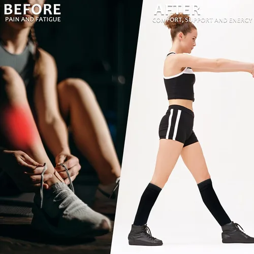 Miniatura 4 de hello momoya Calcetines de compresión para mujeres y hombres, hasta la rodilla, calcetines de correr de 15-20 mmHg para viajes atléticos