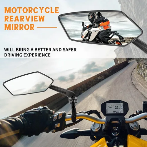 Miniatura 4 de JMTBNO Espejos universales negros para motocicleta de 0.315 in y 0.394 in, espejo lateral plegable compatible con Cruiser Suzuki Honda Victory ATV