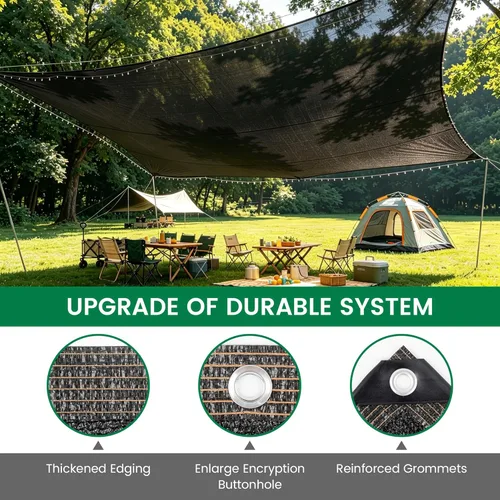 Miniatura 3 de 70 % de tela negra de 10 x 20 pies, protector solar para exteriores con ojales, malla duradera para sombreado, anticongelante para patio, jardín