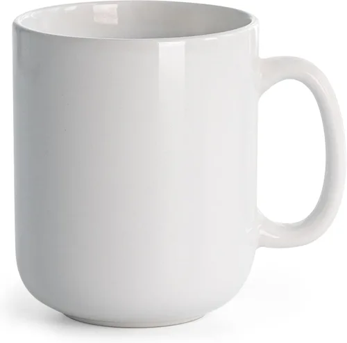 harebe Taza de café grande de 20 onzas, taza de té de cerámica lisa para oficina y hogar, gran capacidad con asa, color blanco