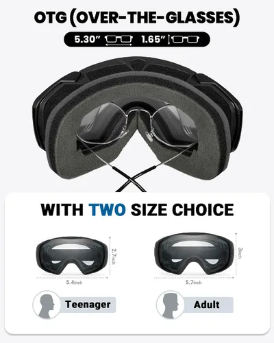 Miniatura 2 de OutdoorMaster Gafas de esquí con cubierta, gafas de nieve para snowboard OTG antivaho Juventud Vlt 99.1%