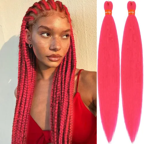 Miniatura 40 de Cabello trenzado preestirado ombré, extensiones de cabello trenzado sedoso, sin picazón, trenzas de cabello trenzado de ganchillo con textura Yaki
