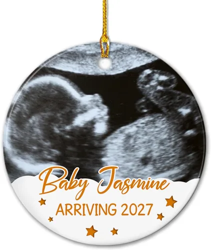 Miniatura 24 de Agregar foto Adorno de cerámica de la primera Navidad del bebé 2025, imagen personalizada del primer árbol de adorno de Navidad del bebé, adorno