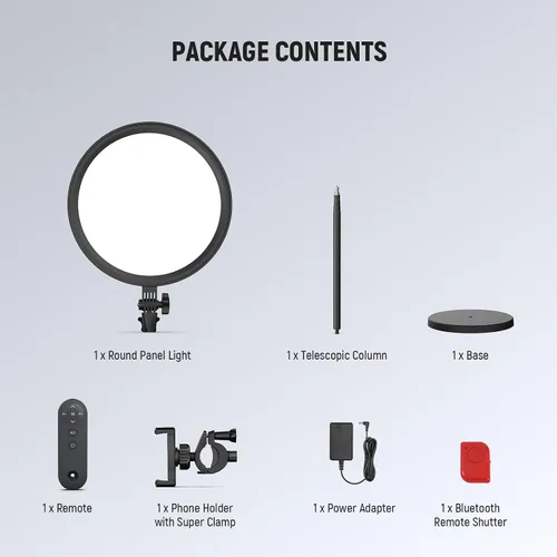 Miniatura 9 de NEEWER Basics Anillo de luz circular grande de 12 pulgadas y 24W con soporte de 68 pulgadas/soporte para teléfono/control remoto para grabación