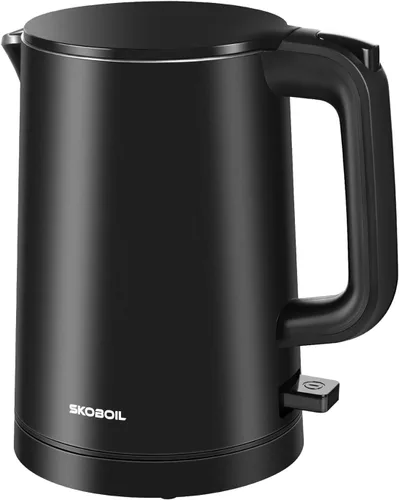 Hervidor Eléctrico Pequeño para Té y Café, 0.8L (27OZ) Caldera de Agua Caliente de Acero Inoxidable de Doble Pared, Calentador de Agua de Ebullición