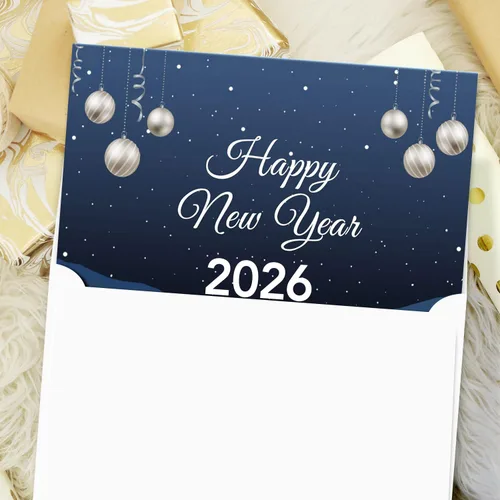 Miniatura 5 de Tarjetas de felicitación de feliz año nuevo 2026 – Nochebuena azul nevada de invierno, Navidad, Año Nuevo, vacaciones, saludos, invitaciones