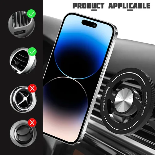 Miniatura 4 de Soporte magnético para teléfono de coche Sandfren, soporte ajustable de 360° manos libres para ventilación de vehículo con clip, soporte fuerte