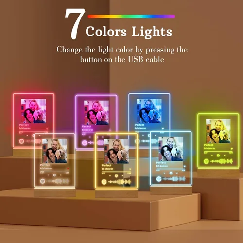 Miniatura 6 de Placa personalizada de Spotify, regalo ideal para él, canción acrílica personalizada con foto, cubierta de álbum de fotos personalizable, luz