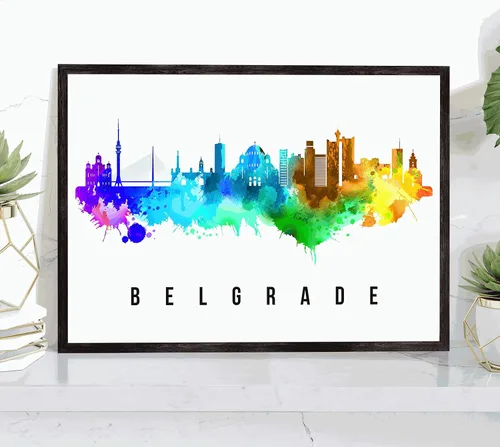Miniatura 11 de Póster de Kazan Skyline Russia, pintura de paisaje urbano de Kazán, póster de Rusia, impresión de paisaje urbano de Kazán y monumentos, arte