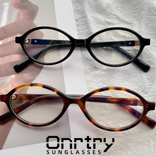 Miniatura 6 de Onrtry Lentes retro ovalados con bloqueo de luz azul para mujeres y hombres, anteojos falsos nerd redondos sin receta