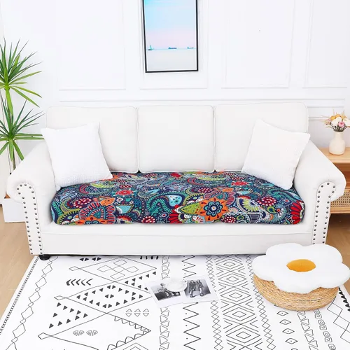 Miniatura 5 de Smiry Fundas de cojín de sofá estampadas, fundas elásticas suaves para sofá, fundas de sofá lavables antideslizantes, protector de muebles para Beige