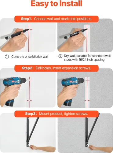 Miniatura 4 de VEVOR Pull Up Bar, Multi-Grip Wall Mounted Pull Ups, 50 in Width Multifunctional Chin Up Training Station, Heavy Duty Steel Upper Body Workout Bars