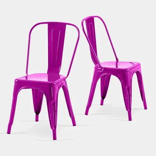 Miniatura 31 de AC Pacific Sillas de comedor de metal industrial de 18 pulgadas de altura, asiento apilable de cocina o bar, diseño moderno y duradero, muebles