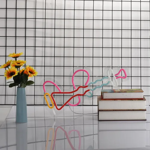 Miniatura 4 de Roouneon Letrero de neón de narguile para decoración de pared con interruptor regulable LED de neón rosa+rojo+azul+blanco+amarillo