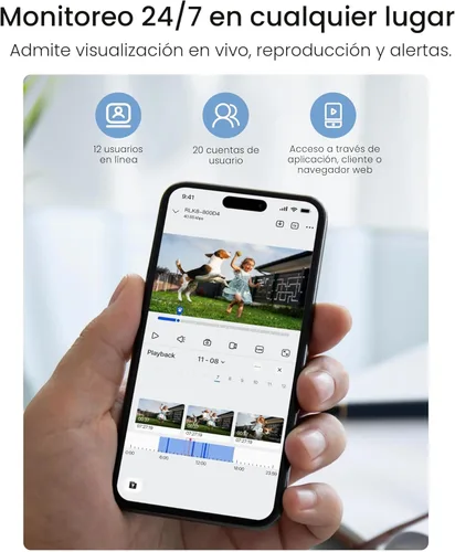 Miniatura 5 de REOLINK Sistema de cámara de seguridad 4K, 4 cámaras de torreta con cable H.265 PoE con detección de vehículos personales, 4K/8MP 8CH NVR con disco