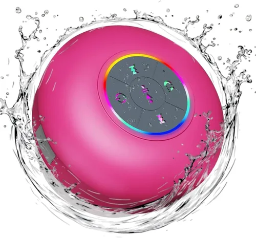 Miniatura 11 de Altavoz de ducha Bluetooth con LED – Altavoz mini inalámbrico portátil con micrófono y ventosa, resistente al agua IPX4 para ducha, viaje, piscina