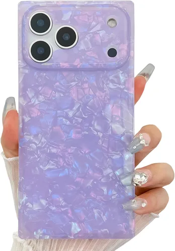 Miniatura 58 de Elegante concha de madre perla compatible con iPhone 13 Pro de 6.1 pulgadas, estuche de borde rectangular, elegante y delgado, con perla de abulón